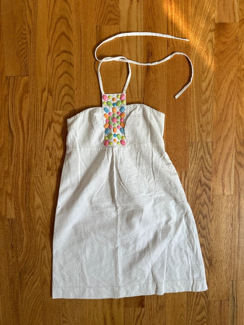 Lilly Pulitzer - Adelina White Embellished Jeweled Halter Dress - Size 6